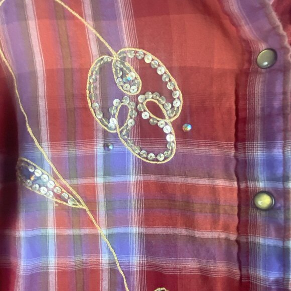 Cruel Girl Western Button Up Pearl Snap Shirt SZ S Red Plaid Rodeo Country - Picture 2 of 5